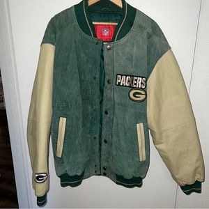 NFL Green Bay packers suede & leather letter jacket